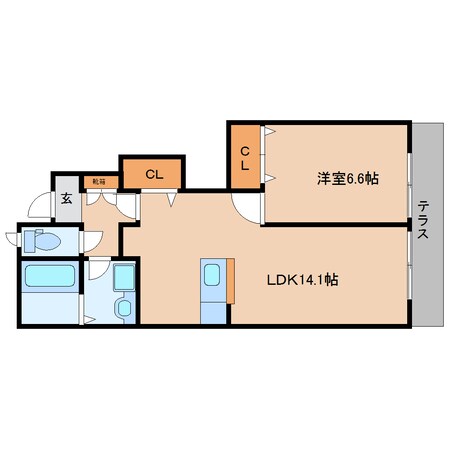 忍海駅 徒歩4分 1階の物件間取画像